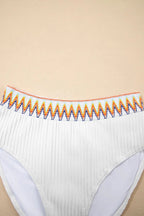 Textured Contrast Banding Bikini High Waist 2pcs Swimsuit - Qu!rk Boutique