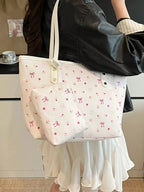 Printed Tote Shoulder Bag with Pouch - Qu!rk Boutique