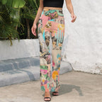 Baha Ranch Retro Pop Western Collage Flare Pants - Qu!rk Boutique