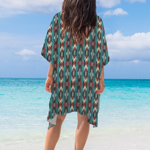 Baha Ranch Southwestern Aztec Duster Kimono Coverup - Qu!rk Boutique