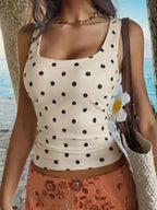Polka Dot Scoop Neck Tank - Qu!rk Boutique