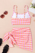 Plaid Print High Waist Bikini Set - Qu!rk Boutique