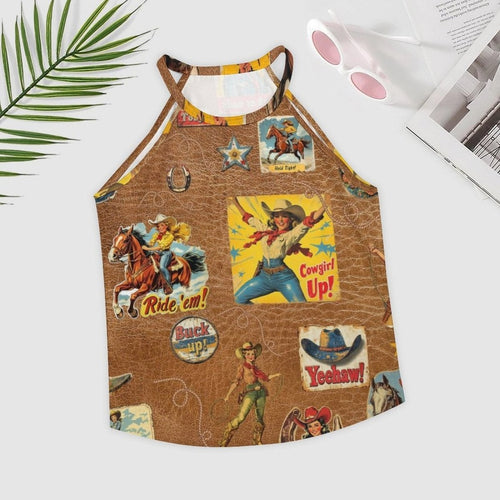 Baha Ranch Vintage Cowgirl Collage Western Tank Top - Qu!rk Boutique