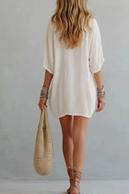 Notched Half Sleeve Mini Dress - Qu!rk Boutique