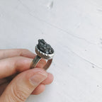 Oval Raw Meteorite Ring in Silver - Qu!rk Boutique