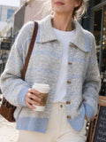 Striped Button-Down Knit Cardigan - Qu!rk Boutique