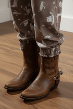 Time To Frolic! Western Cowgirl Printed Vintage Drawstring Pants - Qu!rk Boutique