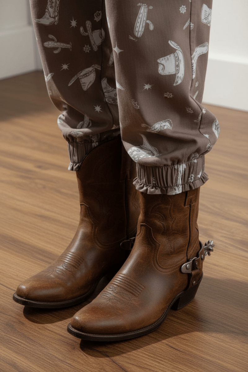 Time To Frolic! Western Cowgirl Printed Vintage Drawstring Pants - Qu!rk Boutique