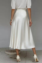 Satin A-Line Midi Skirt - Qu!rk Boutique