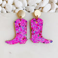 Glittered Up Cowgirl Boot Earrings - Qu!rk Boutique