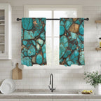 Turquoise Window Curtains 28"x40" (2-Piece) Made in America - Qu!rk Boutique