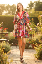 Boho V-Neck Mini Dress - Qu!rk Boutique