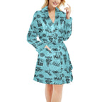 Baha Ranch Blue Cowboy Print Western Bath Robe - Qu!rk Boutique