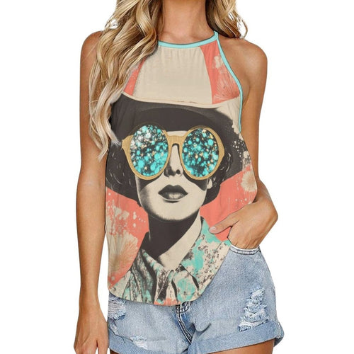 Baha Ranch Turquoise Cowgirl Retro Pop Western Tank Top - Qu!rk Boutique