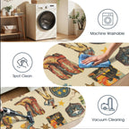Baha Ranch Vintage Cowboy Collage Rug Runner Indoor 60" x 22" Made in America - Qu!rk Boutique