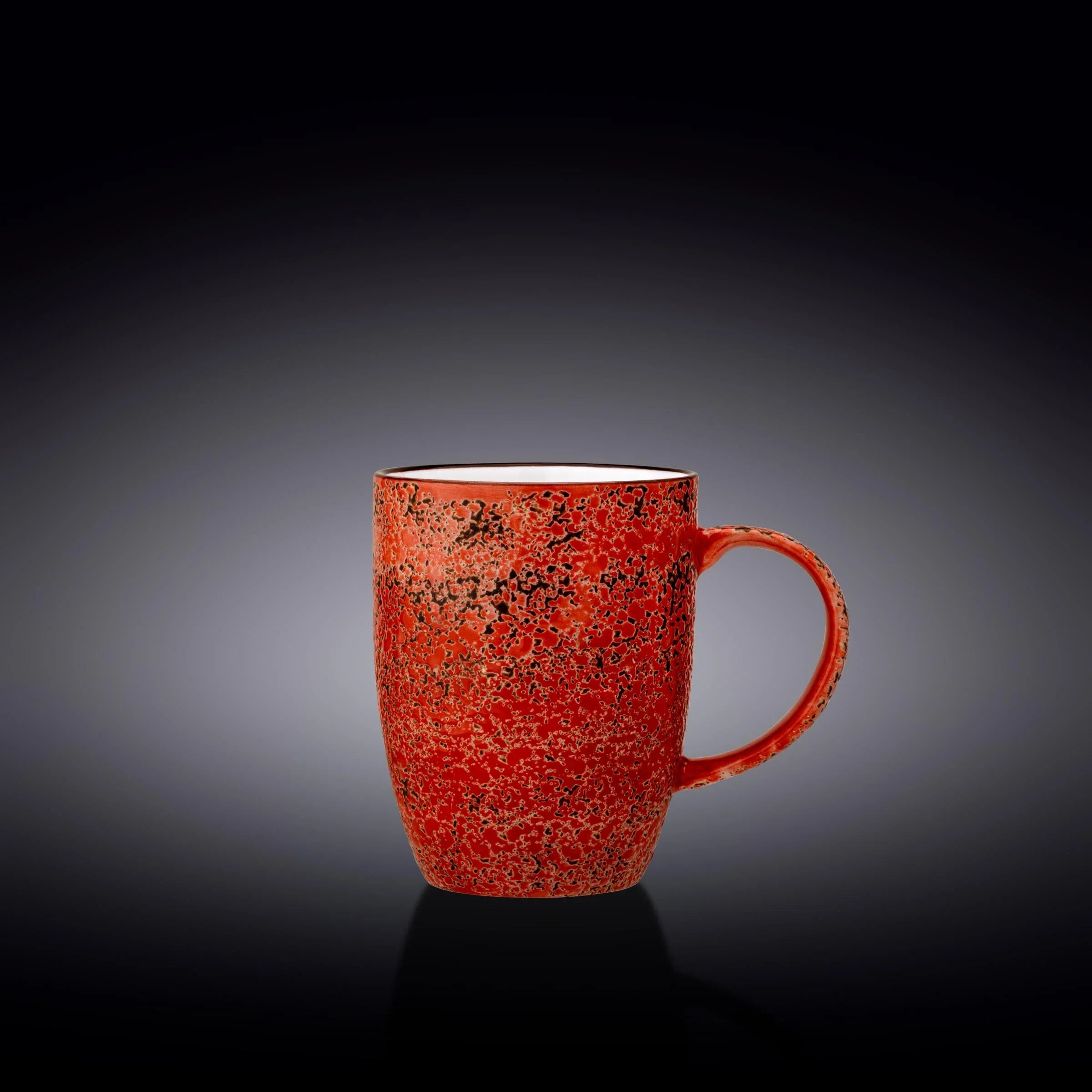 Red speckled ceramic mug with handle, artist-designed gift from Qu!rk Boutique