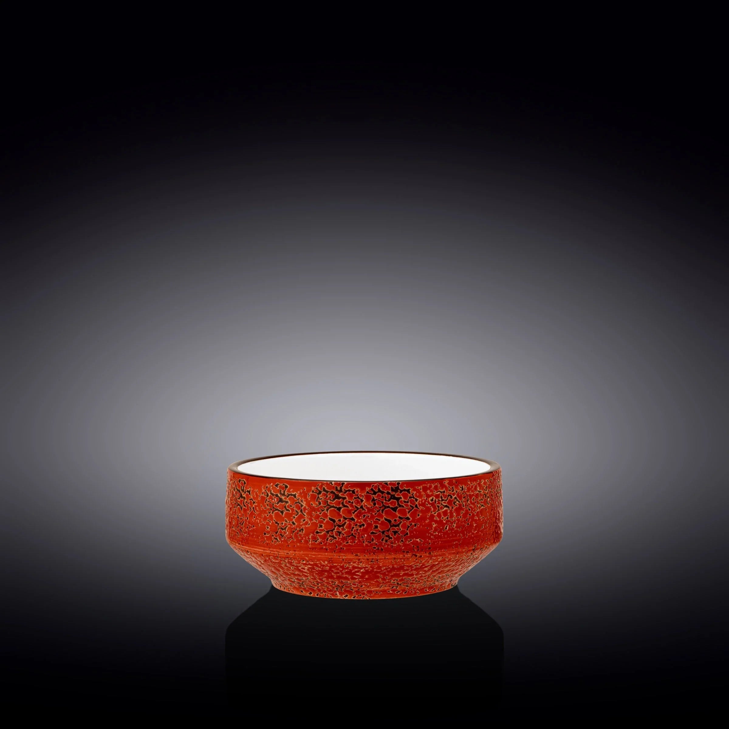 Red textured ceramic bowl with black speckles, artisan home decor, Qu!rk Boutique gift