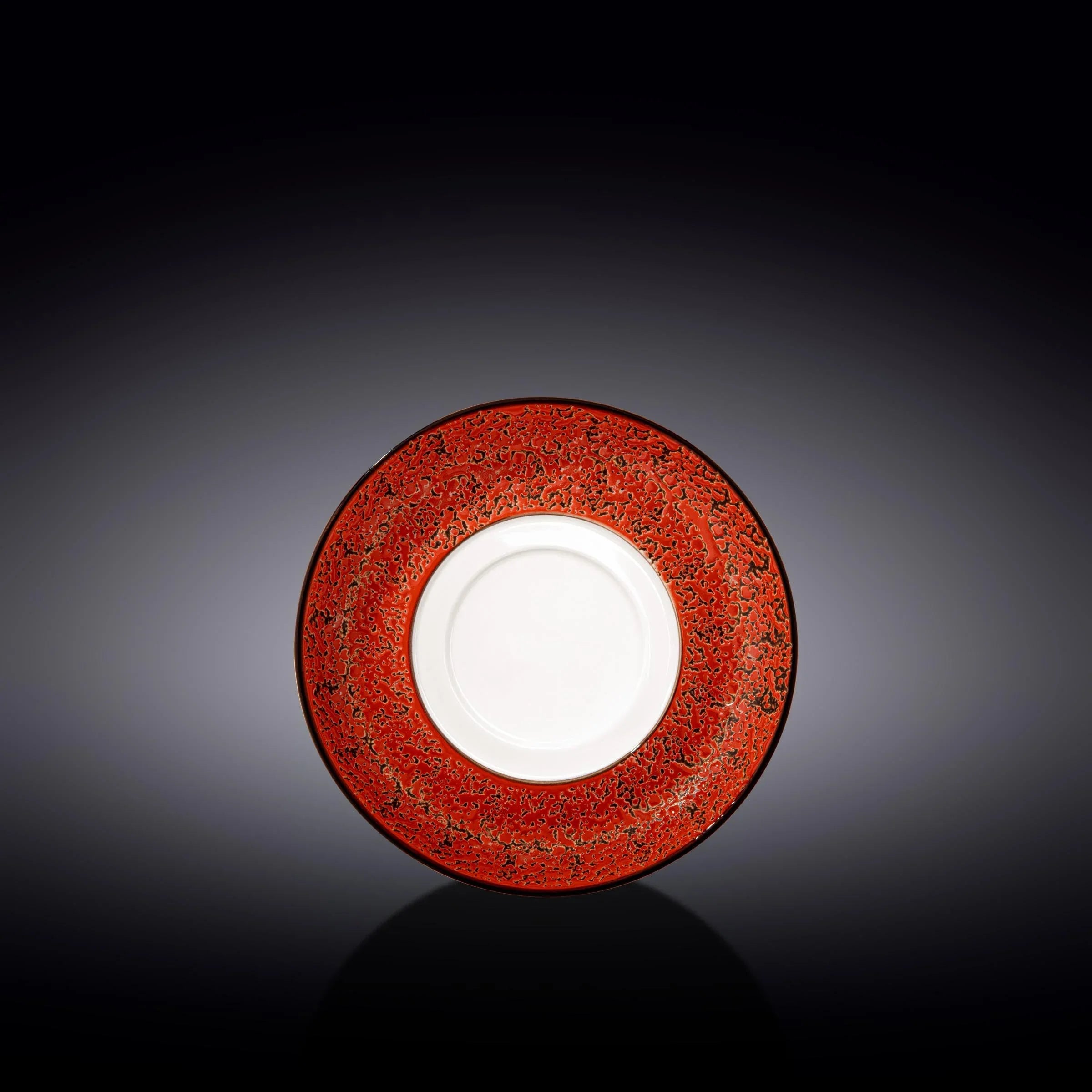 Decorative red and black ceramic plate with intricate artist-designed pattern from Qu!rk Boutique