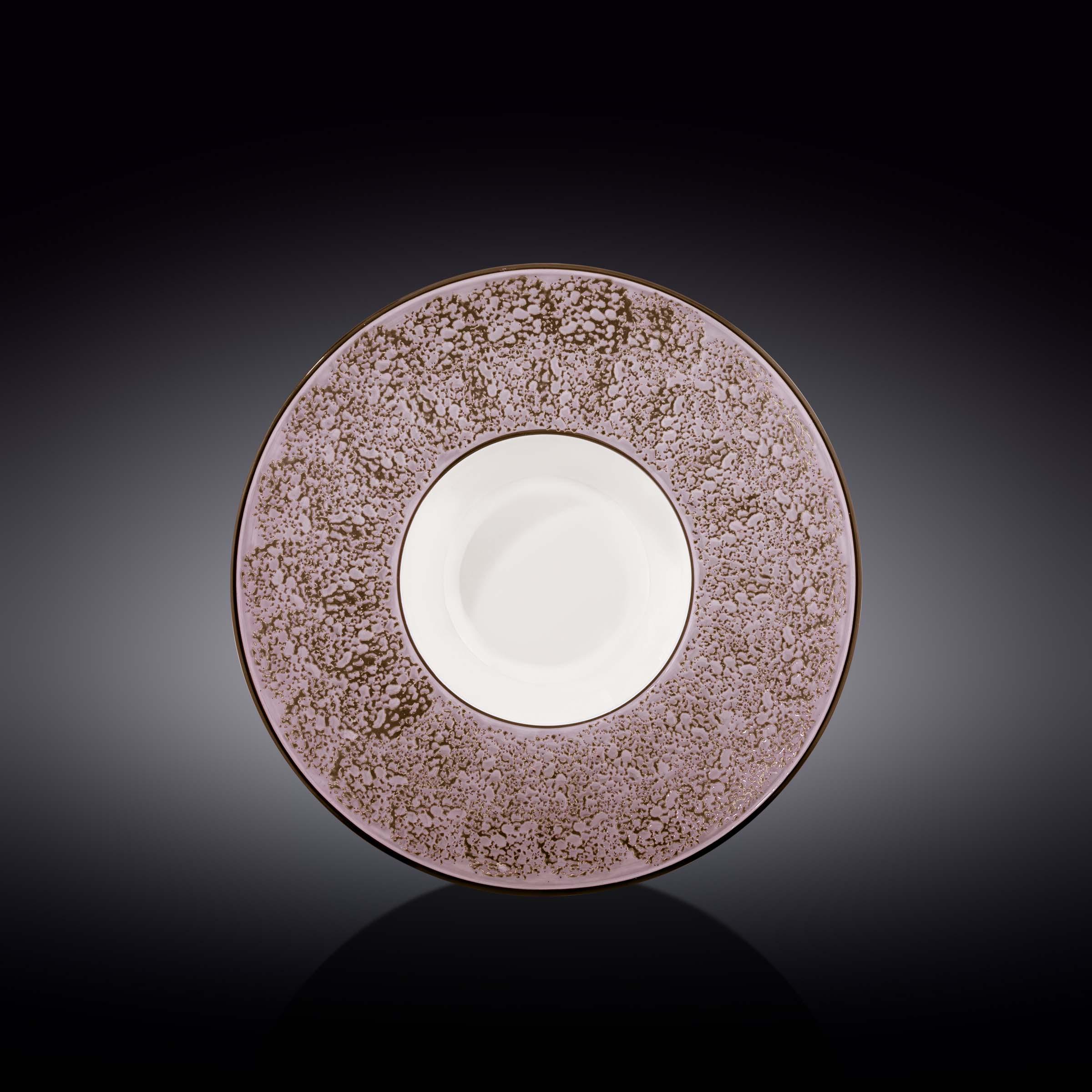 Artist-designed ceramic plate with speckled mauve rim, Qu!rk Boutique cosmic home decor