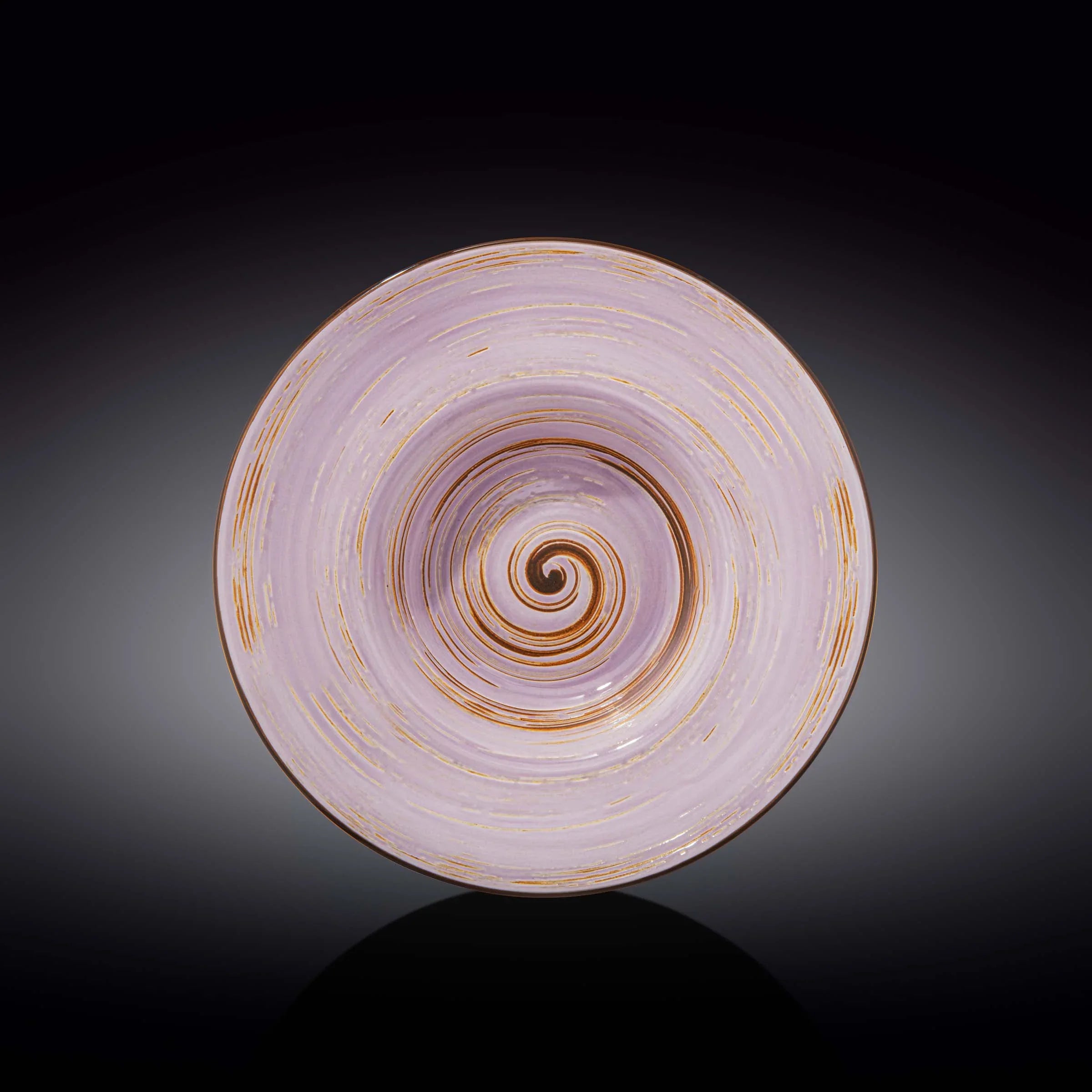 Handcrafted lavender swirl ceramic plate with gold accents, cosmic decor at Qu!rk Boutique