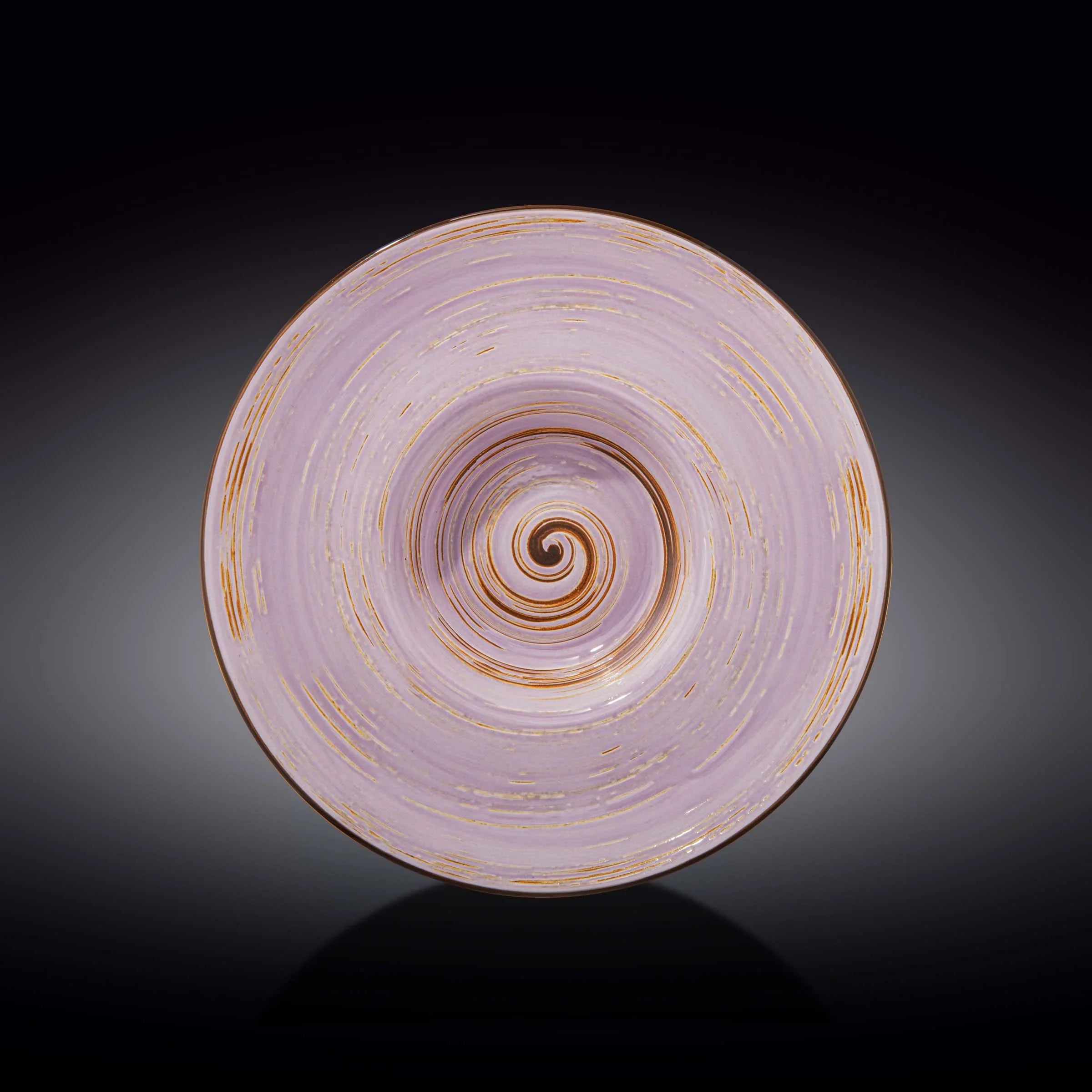 Artist-designed lilac swirl ceramic plate with gold accents, Qu!rk Boutique giftware