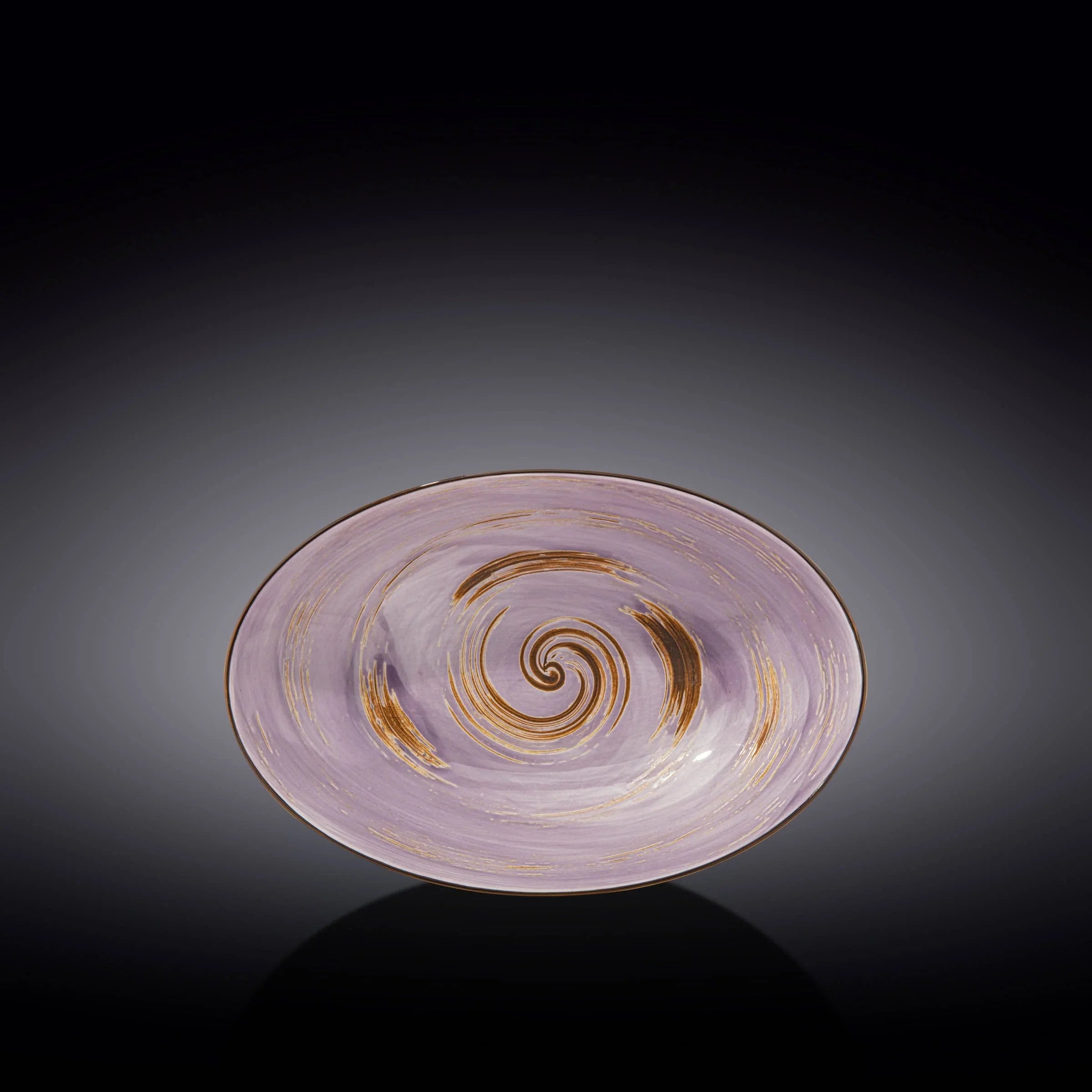 Handcrafted lavender and gold swirl ceramic bowl, artist-designed, Qu!rk Boutique exclusive