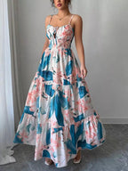 Floral Print Tiered Maxi Cami Dress - Qu!rk Boutique