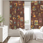 Vintage Cowboy Collage Western Curtains 52" x 63" Made in America - Qu!rk Boutique