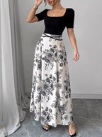 Floral Print Square Neck Maxi Dress - Qu!rk Boutique