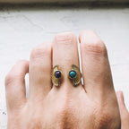 Dawn to Dusk - Two Stone Turquoise Boho Sunburst Ring - Qu!rk Boutique
