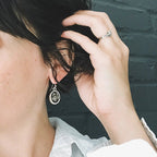 Oval Dangle Earrings with Raw Meteorite - Qu!rk Boutique