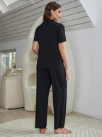 Short Sleeve Shirt, Bralette, and Pants Lounge Set - Qu!rk Boutique