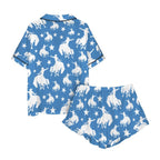 Baha Ranch Blue Bronc Satin Ruffle Hem Pajama set - Qu!rk Boutique