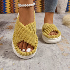 💙 Crisscross Open Toe Platform Slippers - Qu!rk Boutique