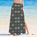 Baha Ranch Orange Aztec Beach Coverup Skirt - Qu!rk Boutique