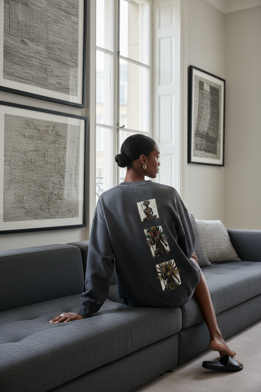 Amaru Khan Stars Handcrafted Vintage Wash Drop-Shoulder Sweatshirt