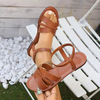 Open Toe Flats Sandals - Qu!rk Boutique