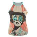 Baha Ranch Turquoise Cowgirl Retro Pop Western Tank Top - Qu!rk Boutique