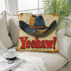 Vintage Western Yeehaw Throw Pillow Case 18 x 18 Made in America - Qu!rk Boutique