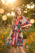 Boho V-Neck Mini Dress - Qu!rk Boutique