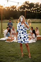 Polka Dot Print Flounced Half Sleeve Casual Vacation Style Mini Dress - Qu!rk Boutique