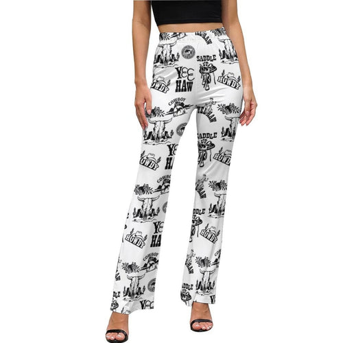 Baha Ranch Cowboy Print Western Flare Pants - Qu!rk Boutique