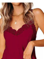 Lace Trim Cami and Shorts Lounge Set - Qu!rk Boutique