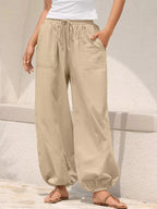 Casual Loose Fit Drawstring Waist Harem Joggers - Qu!rk Boutique
