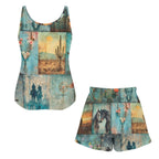 Baha Ranch Turquoise Dreams Pajama Lounge Tank Shorts Lounge Set Made in America - Qu!rk Boutique