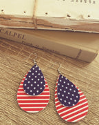 Red, White and Blue, American Flag Drop Earrings - Qu!rk Boutique