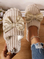 💙 Bow Embellished Indoor Slippers - Qu!rk Boutique