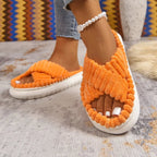 💙 Crisscross Open Toe Platform Slippers - Qu!rk Boutique