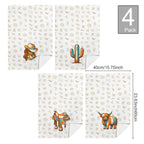 Set of 4 Minimalistic Western Highland Cow Cattle Brands Kitchen Towels Made in America - Qu!rk Boutique