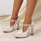 Point Toe Flare Heels Pumps - Qu!rk Boutique